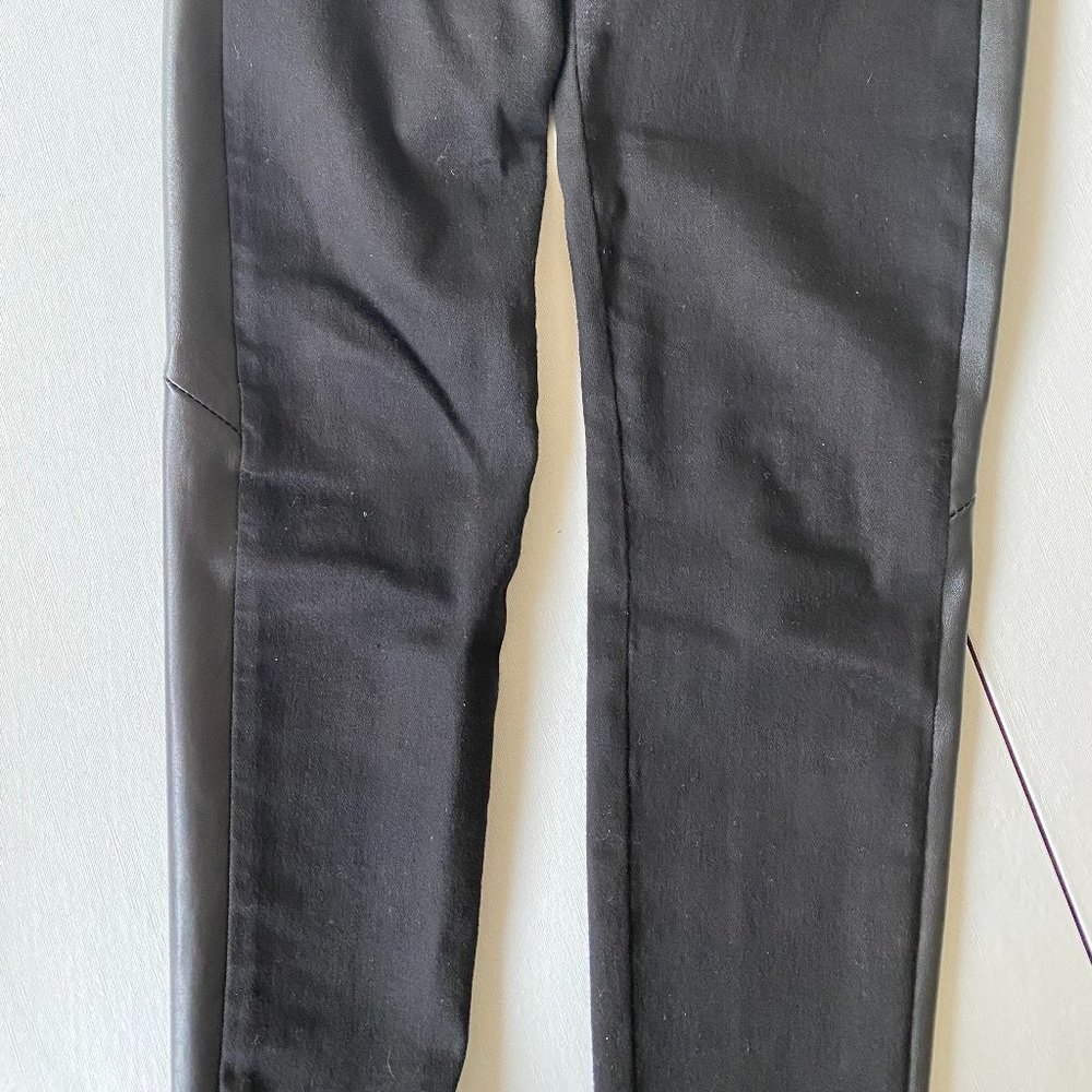 Hudson Jeans Black Denim "Leeloo" Jeans with Leather Stripe Size 27 - Picture 8 of 10